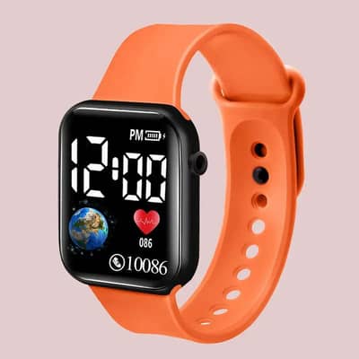 black LED digital watch with heart monitor and 10086 battery