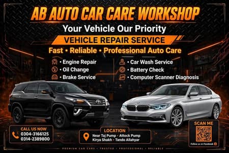 AB Auto Car Care Workshop Tando Allahyar  working on all Car Services