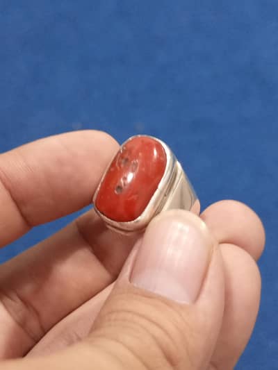 Coral Marjan Capsule Silver Ring – Natural