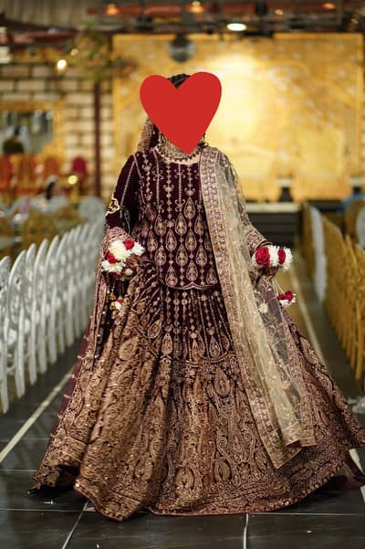 Bridal velvet lehanga with 2 long duppata’s just one time use only