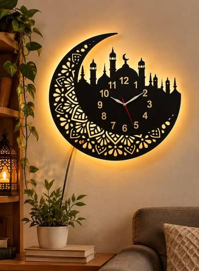 Islamic Moon Wall Clock LED – Premium Quality – 40% OFF Limited Time