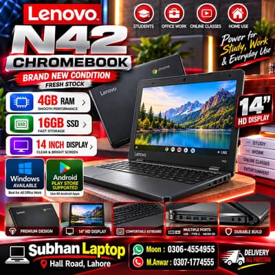 Lenovo N42 Chromebook 14" | 4GB RAM | 16GB SSD | Windows | Play Store