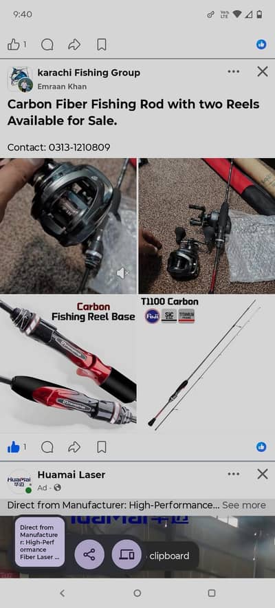 COMPLETE FISHING GEAR SET WITH TWO FISHING REELS