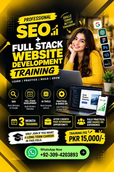 SEO + Full Stack Web Development Training in Lahore + Paid Internshi