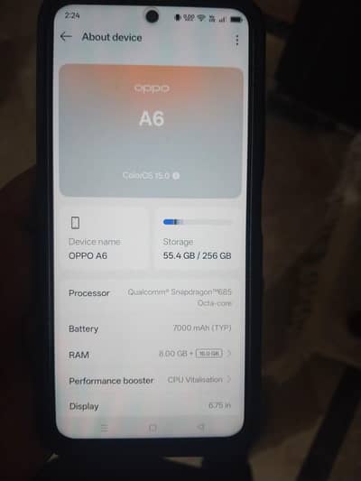 OPPO A6 8+8 GB 256 GB 10 BY 10 03449646325