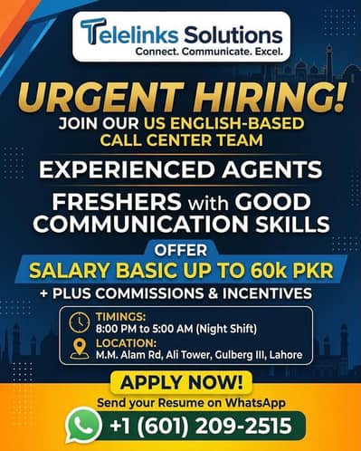 Hirning exerienced agent. and fresher with good communication skills