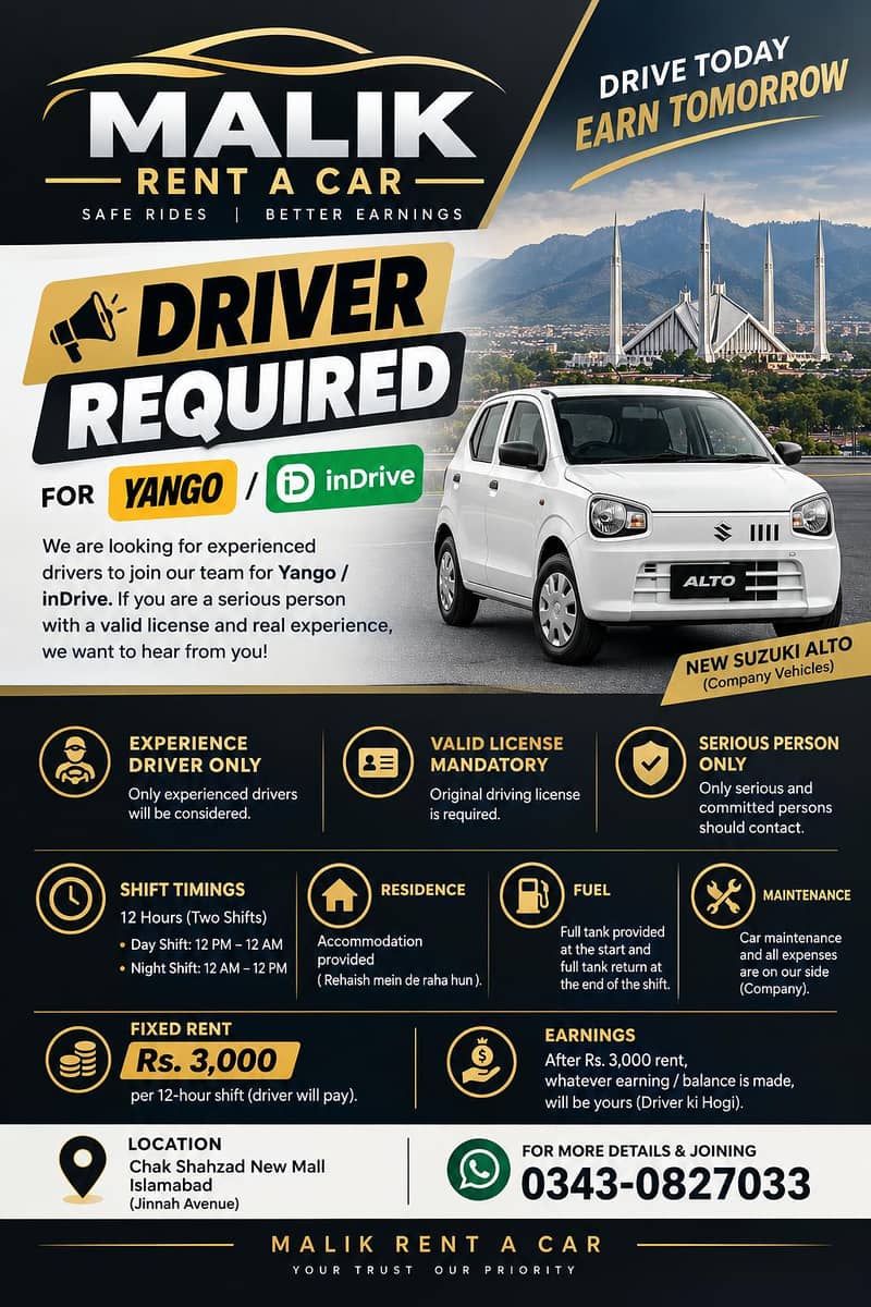 driver required yango/indrive 0