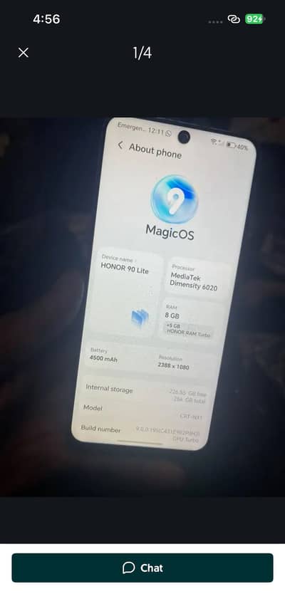 Honor 90 Lite 8/256 me hai exchange only