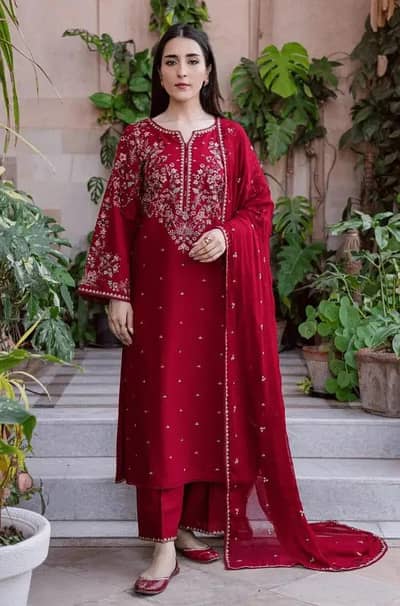 Batik Brand 3-Piece Unstitched Embroidered Dhanak Suit