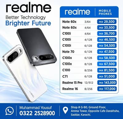 Realme Note 60x, C100i, Note 70, C100x, C71, Realme 15 Pro, Realme 16