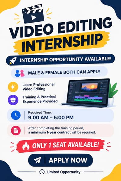 VIDEO EDITING INTERNSHIP — ONLY 1 SEAT AVAILABLE!