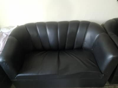 black leather sofa set.