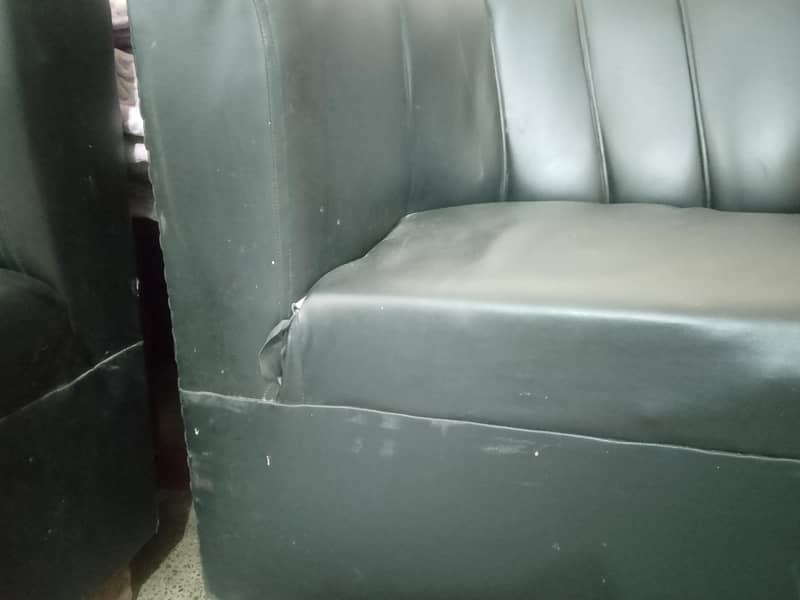 black leather sofa set. 2