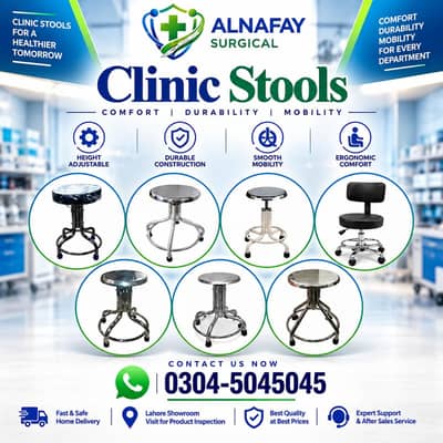 Stools Benches Couch IV Stand Autoclave, Surgeion Stool, Patient Bench