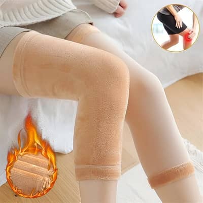 Men & Women Wool Knee Warmers Beige Unisex Warm Winter