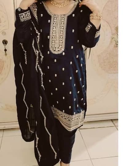 3 pc Stitched sitara work embroidered suit