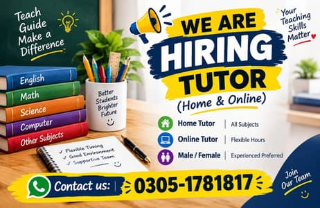 "Career Opportunity: Professional Tutor Required for Students