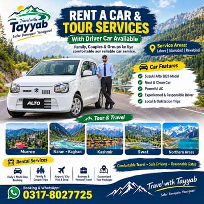 Rent a Car with Driver | Lahore, Islamabad & Rawalpindi | Tour & Trav