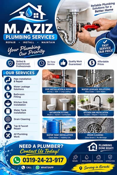 Plumbing Services, plumber bathroom fitting, maintenance and repairing