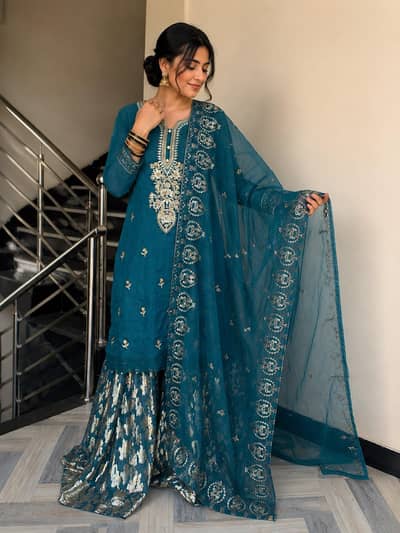 3 pcs shirt dupatta or shahraah