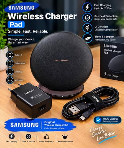 Samsung Wireless Fast Charger Pad with Adapter & Cable – Original