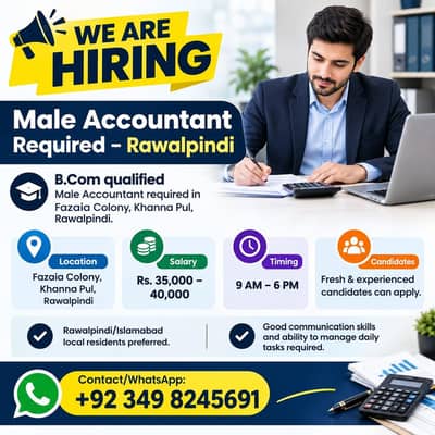 Accountant Required – Male | B. Com | Fresh & Experienced | Rawalpindi