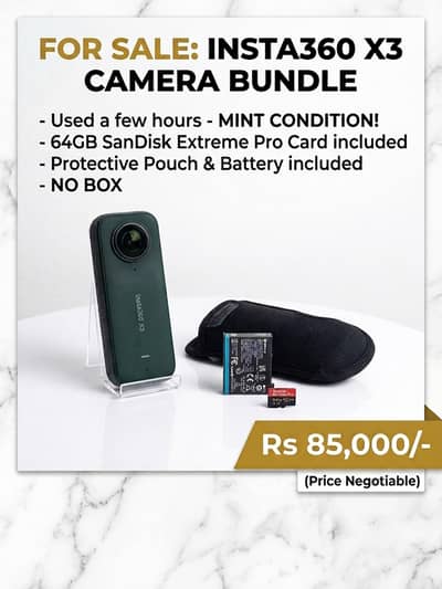 Insta360 X3 360-degree Camera - Rs 85,000/- (Used Only A Few Hours!)