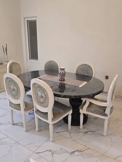Modern Wooden Dining Table with 6 Chairs