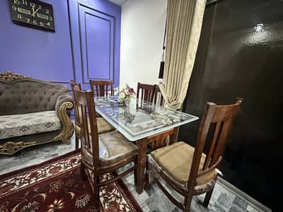 7 Seater Sofa Set + 6 Seater Double Glass Dining Table
