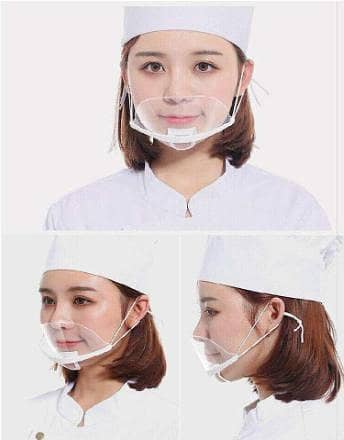 Reusable Plastic Mouth Shield Anti-Fog Transparent Face Mask for Kitchen & Restaurant (5 Pcs)  R5770
