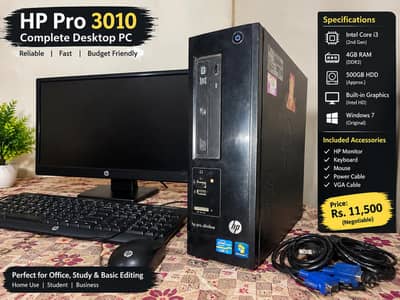 Tower HP Desktop PC Core i3 | 4GB RAM | HDD | Keyboard Mouse | VGA