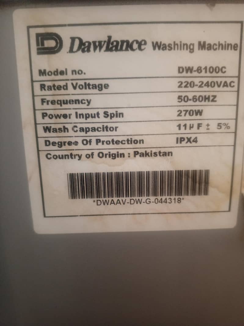 Dawlance washing machine 0