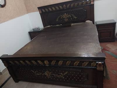 King size Bed with Two Side Tables + Dressing Table + Showcase