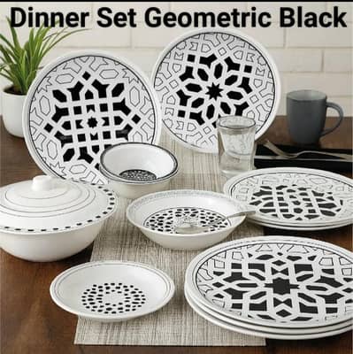 Dinner Set Geometric Black