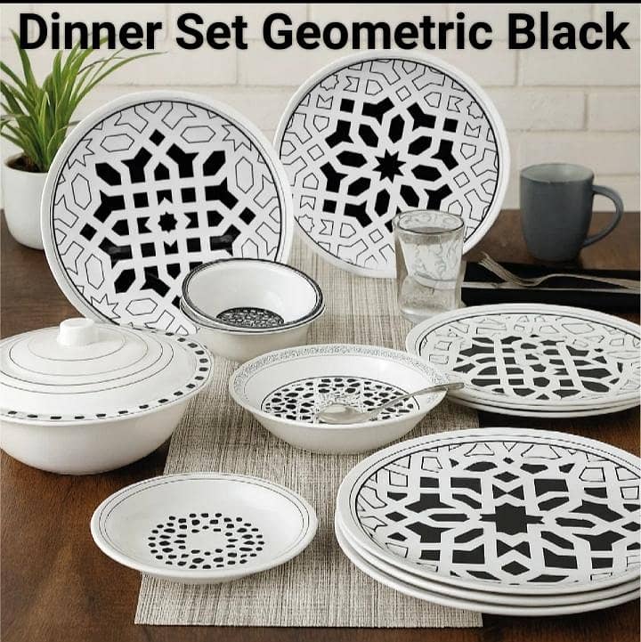 Dinner Set Geometric Black 0