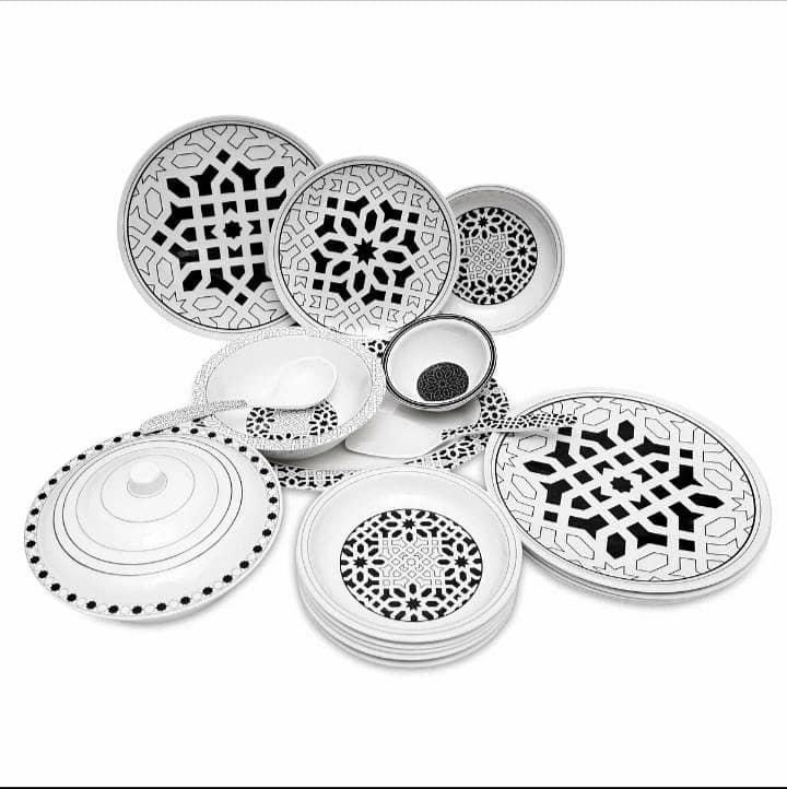 Dinner Set Geometric Black 1