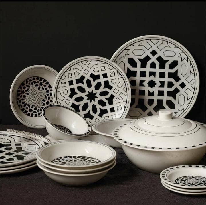 Dinner Set Geometric Black 2