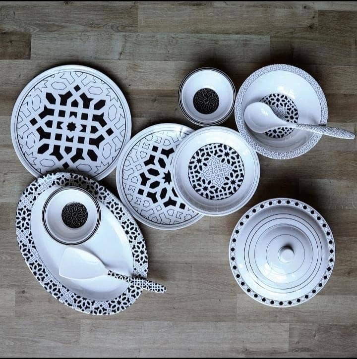 Dinner Set Geometric Black 3