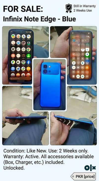 Infinix note egde 8+8/256GB Stellar Blue