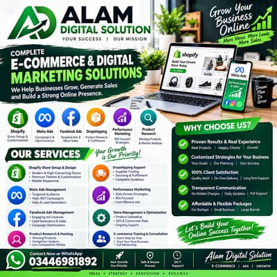 Alam Digital Solution — Shopify, E-commerce, Meta Ads, Facebook Ads,