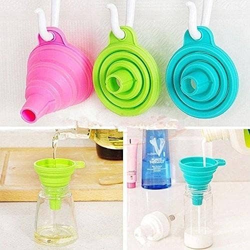 T  Folding Silicone Funnel For Kitchen Multicolor 1Pcs