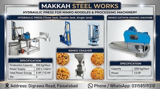 Hydraulic Press for Nimko Noodles & Gathiya Machine - Makkah Steel Wo