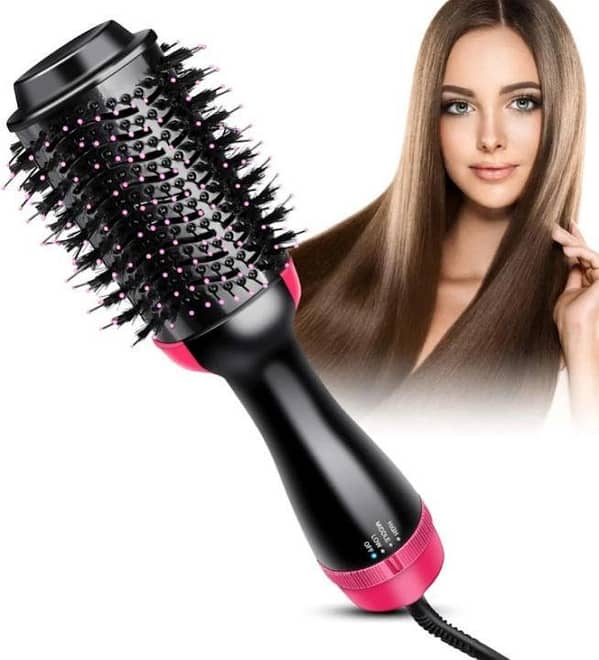 3-in-1 Hot Air Styling Brush | Hair Dryer, Straightener & Volumizer Brush with Negative Ion Technology | Professional One-Step Hair Styling Tool for Drying, Smoothing & Volume | Blow Dryer Brush for All Hair Types