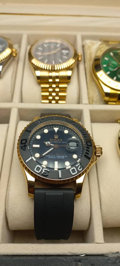 Yacht Master Style Gold Black Rubber Strap Watch - Master Edition