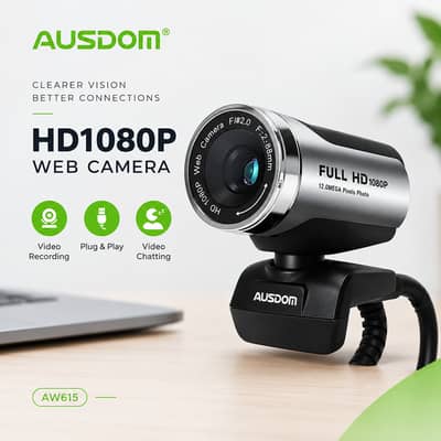 AUSDOM AW615 Webcam 1920x1080P Full HD 2.1MP USB 3.0 Web Cam