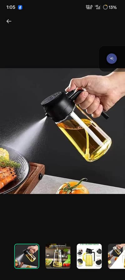 2 in 1 Oil Sprayer & Dispenser Bottle - 550ml Glass - Kitchen Spray