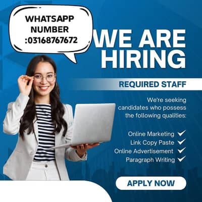 Online jobs/full time/part time/simple typing jobs for boys and girls