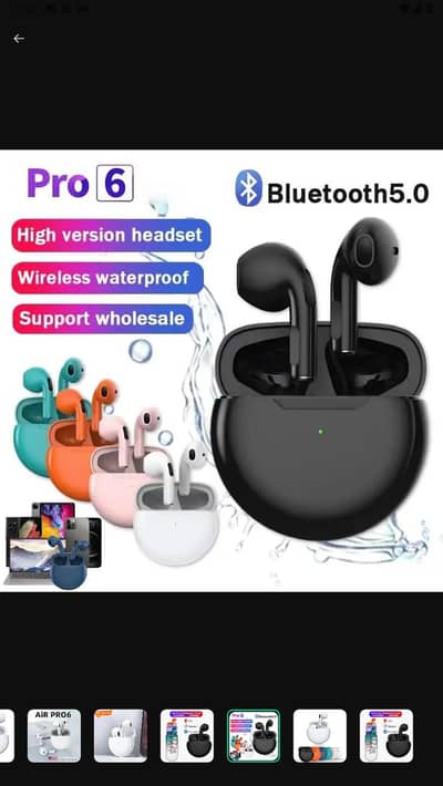 Pro 6 Wireless Earbuds Bluetooth 5.0 Touch Control - Brand New