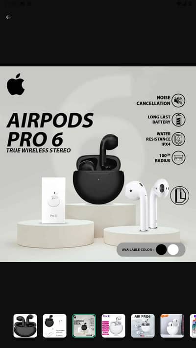 Pro 6 Wireless Earbuds Bluetooth 5.0 Touch Control - Brand New