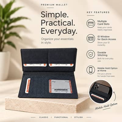 PREMIUM LEATHER MOBILE WALLET – Elegant, Spacious & Multi-Functional